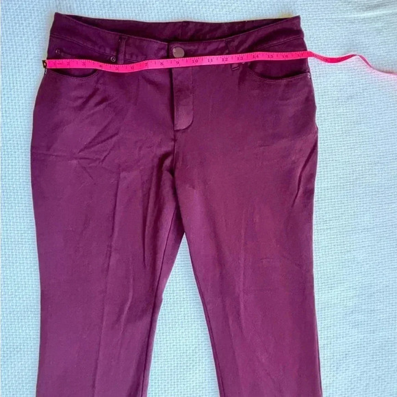 Signature Slimming Christopher and Banks Pants 12 Petite Burgundy Stretch - Picture 5 of 9